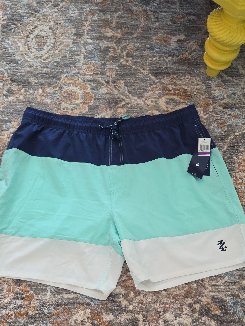 Men's IZOD Colorblock Swim Trunks in Navy, Mint & White